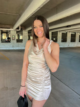 Load image into Gallery viewer, Satin Asymmetrical Dress in Champagne
