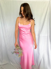 Load image into Gallery viewer, Satin Pink Midi Dress Sleeveless Long Night Out
