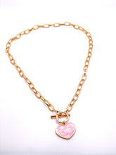 Load image into Gallery viewer, Gold Chain Heart Necklace Pink
