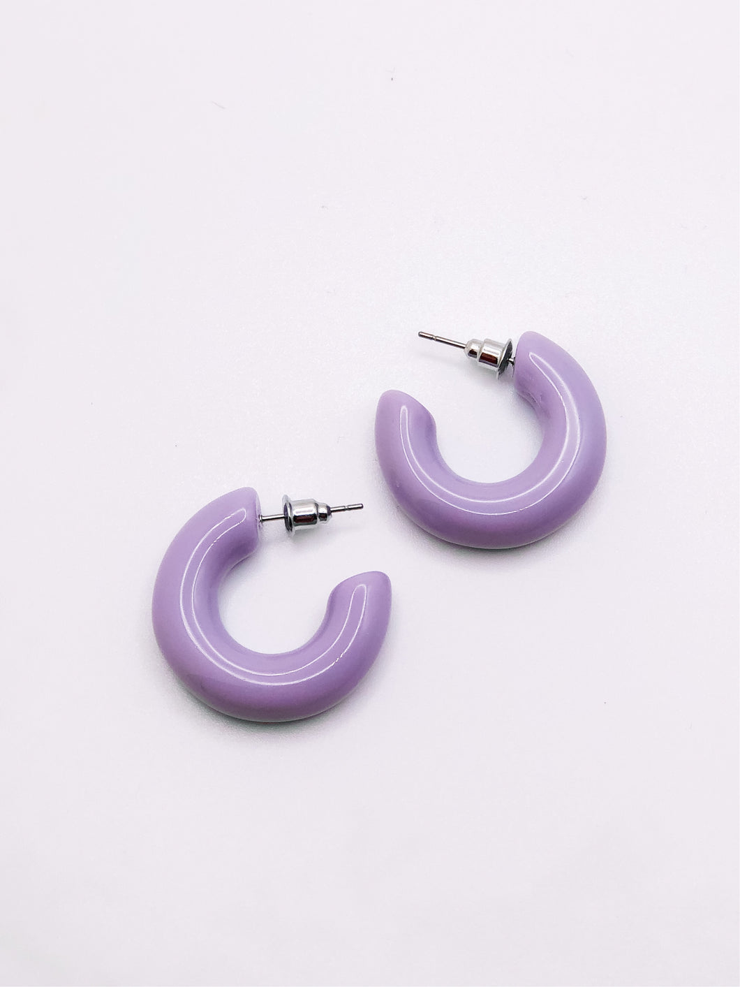 Lilac Resin Chunky Hoop Earrings